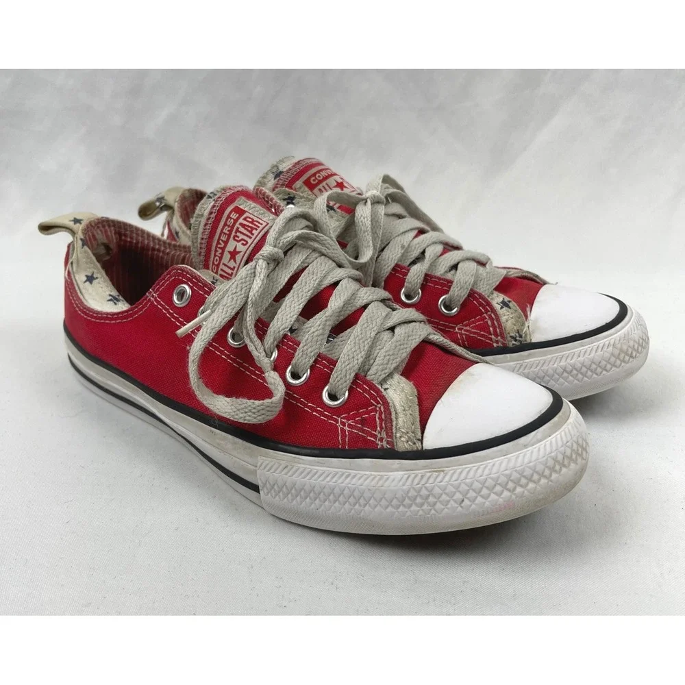 Converse Chuck Taylor All Star Junior 5 Red Double Tongue Stars Canvas Sneaker